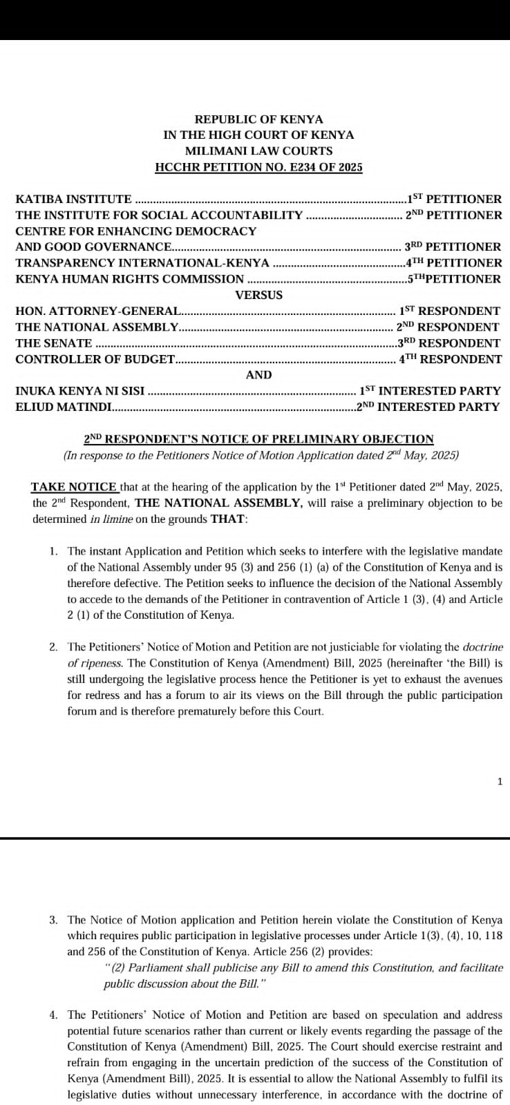 Court declines to halt enactment of the curative law on NG-CDF 