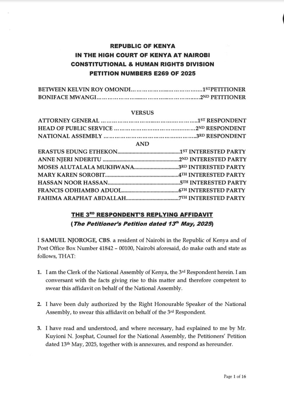 High Court clears National Assembly's approval process of IEBC nominees